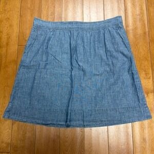 Eileen Fisher Hemp Linen Skirt Size *XL Chambray Summer Casual Preppy Minimalist